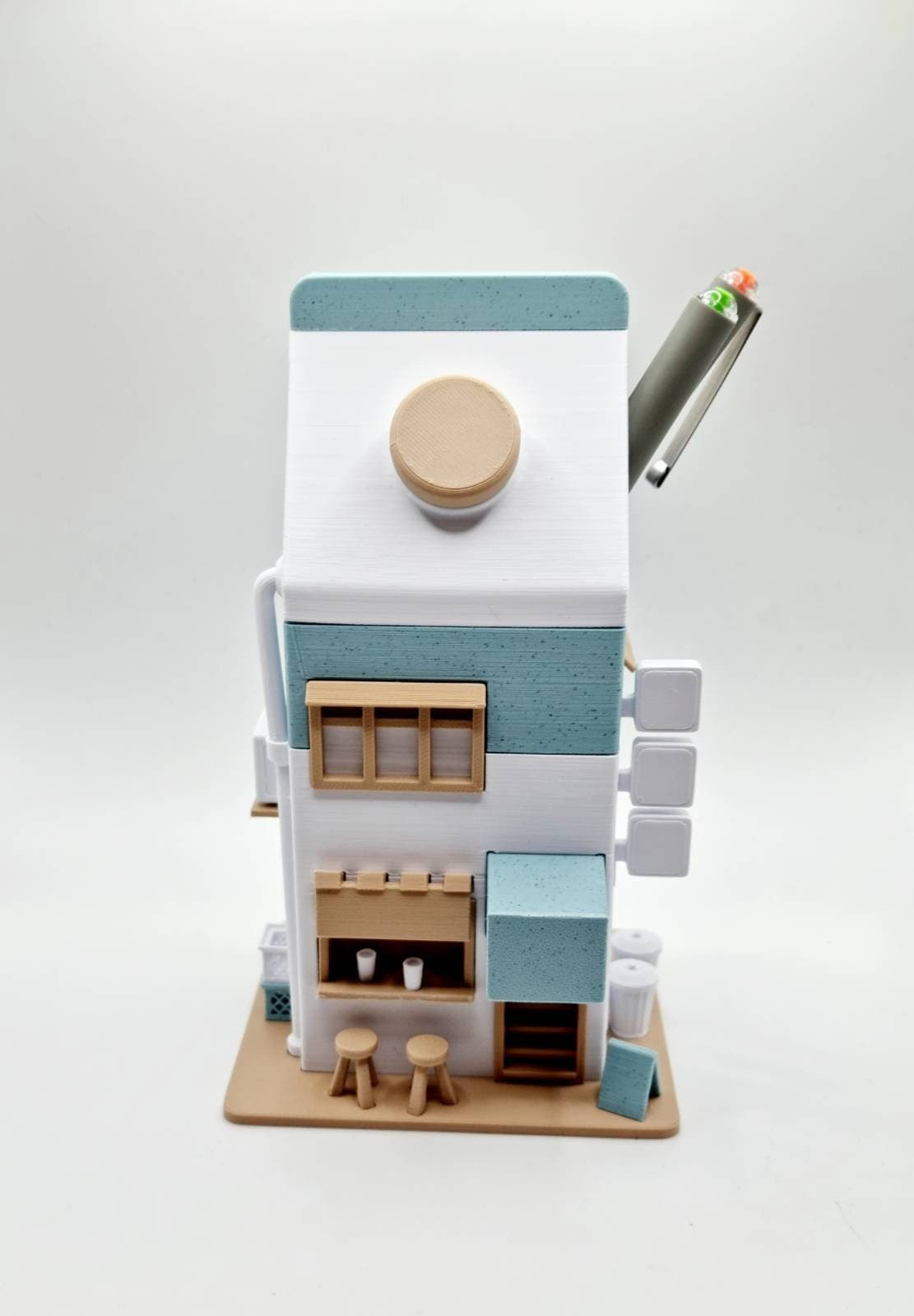 Milk Carton Coffee Shop Pen Pot