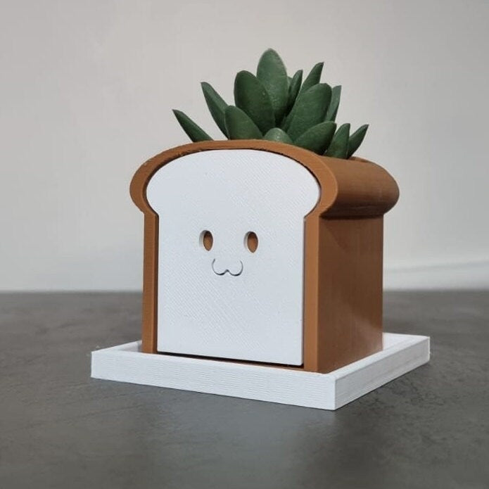 Kawaii Bread Planter Pot / Desk Organiser