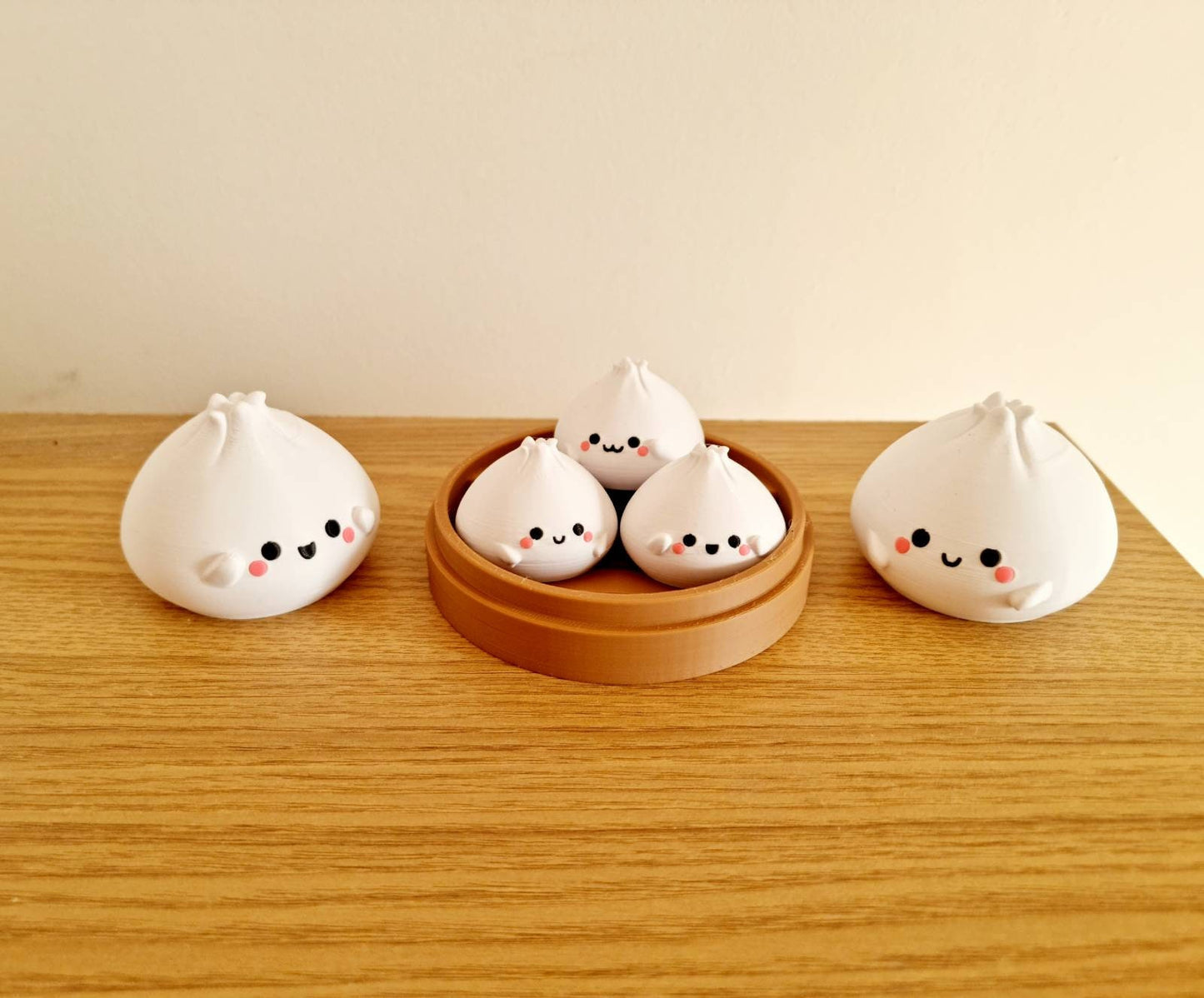 Kawaii Dim Sum Figurines in a Cute Basket - Home Decor