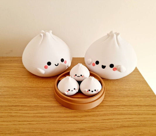 Kawaii Dim Sum Figurines in a Cute Basket - Home Decor